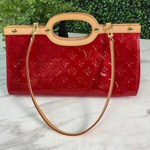 Louis Vuitton Red and Tan Patent Shoulder Bag